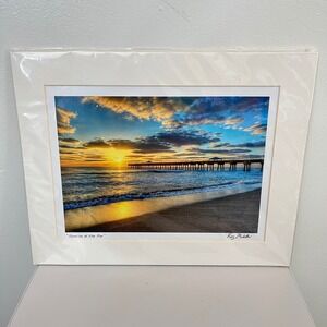 Ray Mosteller Sunrise at the Pier Fine Art Photography Print Coastal Decor 14X11